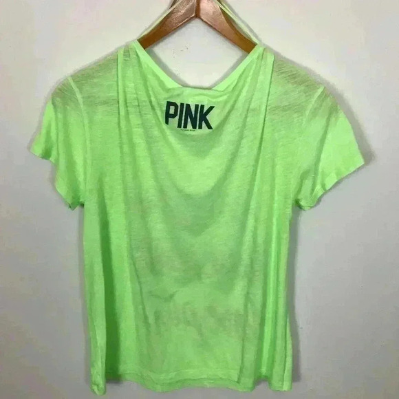 Pink VS Women Solid Boat Straps SP Lime T-Shirt - Picture 6 of 7